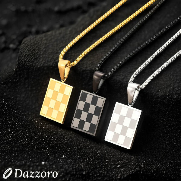 Stainless Checkered Pendant